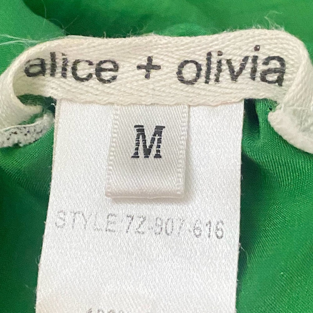 Alice + Olivia Halter Backless Mini Dress 100% Silk Kelly Green Size Medium - Picture 7 of 7